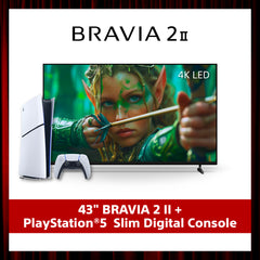 BRAVIA 2 II | 43 Inch | 4K Processor X1™ | 4K Ultra HD | High Dynamic Range (HDR) | Smart TV (Google TV) + PlayStation®5 Consoles (SLIM) Bundle
