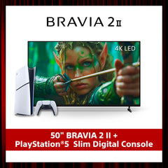 BRAVIA 2 II | 50 Inch | 4K Processor X1™ | 4K Ultra HD | High Dynamic Range (HDR) | Smart TV (Google TV) + PlayStation®5 Consoles (SLIM) Bundle