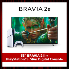 BRAVIA 2 II | 55 Inch | 4K Processor X1™ | 4K Ultra HD | High Dynamic Range (HDR) | Smart TV (Google TV) + PlayStation®5 Consoles (SLIM) Bundle