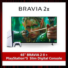 BRAVIA 2 II | 65 Inch | 4K Processor X1™ | 4K Ultra HD | High Dynamic Range (HDR) | Smart TV (Google TV) + PlayStation®5 Consoles (SLIM) Bundle