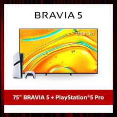 BRAVIA 5 | 75 Inch | XR Processor | Mini LED | 4K Ultra HD | High Dynamic Range (HDR) | Smart TV (Google TV) + PlayStation®5 Pro Console Bundle