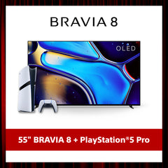 BRAVIA 8 | 55 Inch | XR Processor | OLED | 4K Ultra HD | High Dynamic Range (HDR) | Smart TV (Google TV) + PlayStation®5 Pro Console Bundle