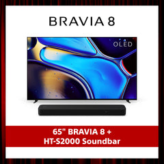 BRAVIA 8 | 65 Inch | XR Processor | OLED | 4K Ultra HD | 65XR80 | High Dynamic Range (HDR) | Smart TV (Google TV) + HTS2000 Soundbar