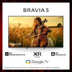 BRAVIA 5 | 55 Inch | XR Processor | Mini LED | 4K Ultra HD | High Dynamic Range (HDR) | Smart TV (Google TV)