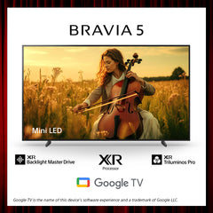 BRAVIA 5 | 98 Inch | XR Processor | Mini LED | 4K Ultra HD | High Dynamic Range (HDR) | Smart TV (Google TV)